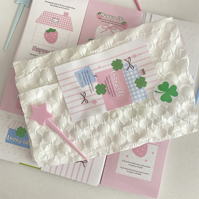 Cardstock Paper Pack - 30pcs/set Cute Clover Strawberry Glossy Stickers