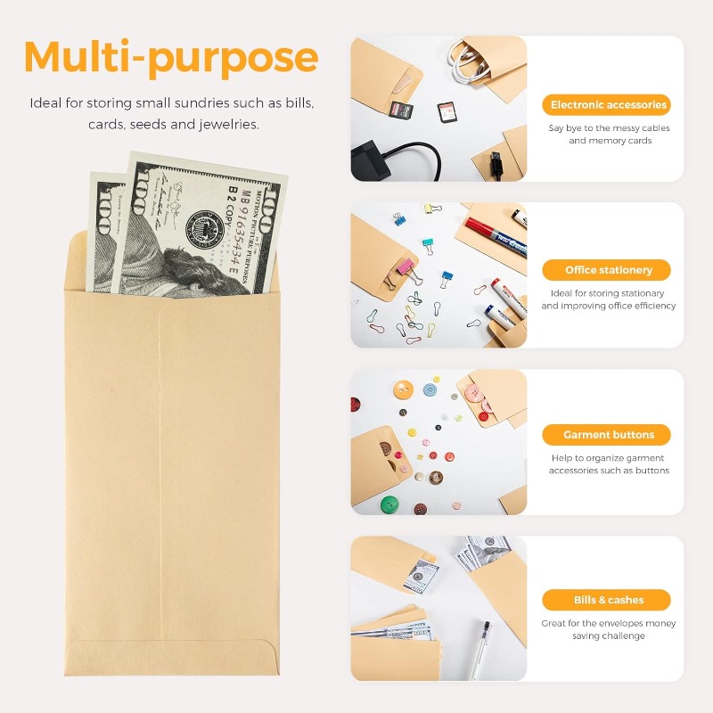 50Pcs Cash Envelopes Money Con - Letter Envelope Kraft 评论和价格