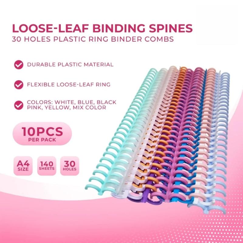 10Pcs Plastic Loose Leaf Bindi - Binding Comb Plastic 评论和价格